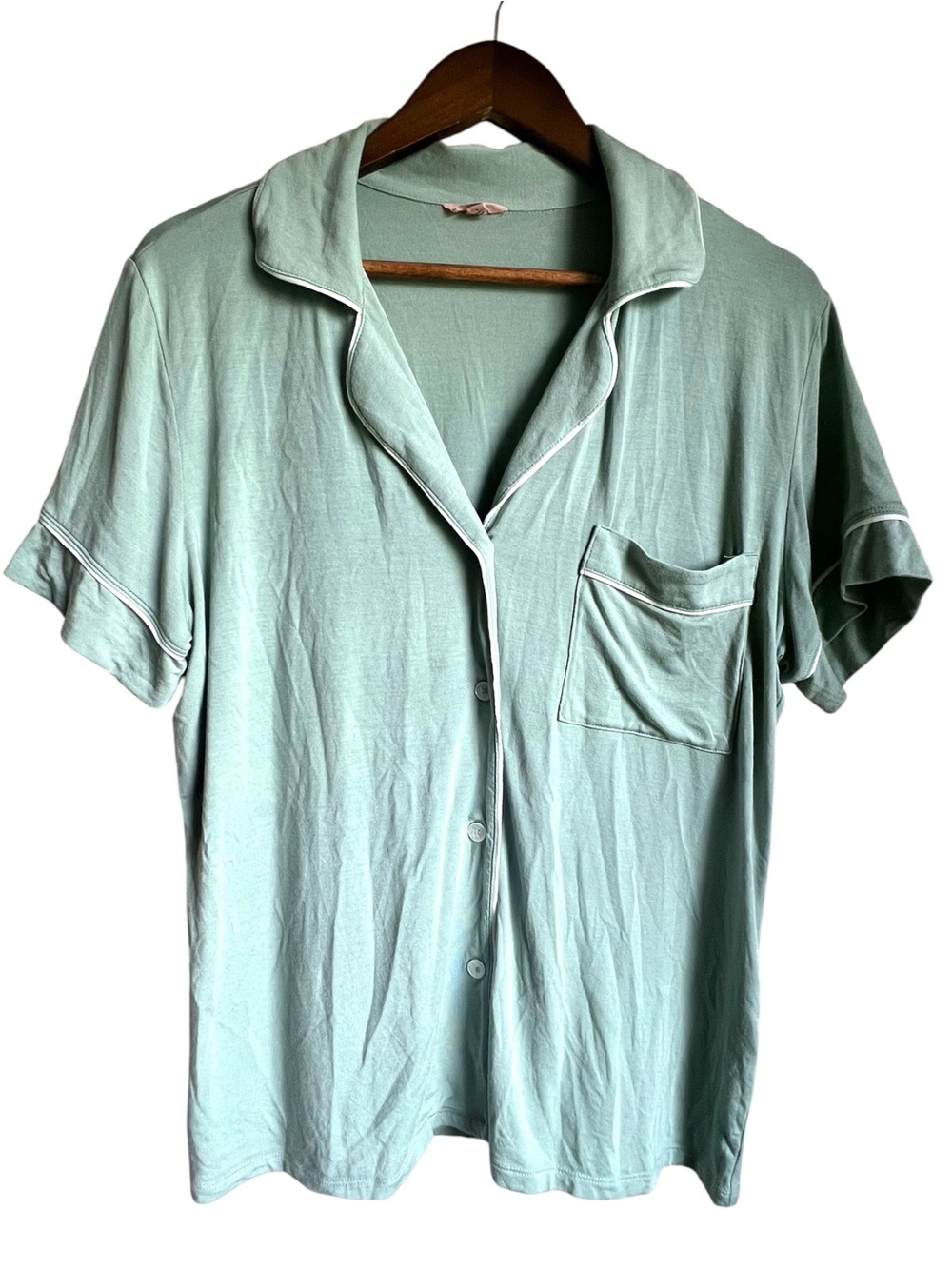 Eberjey Womens S Gisele Pajama Top Sage Green Tencel Modal Short Sleeve Piped